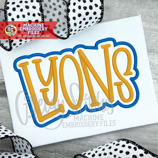 Lyons Satin Stitch Machine Embroidery Design
