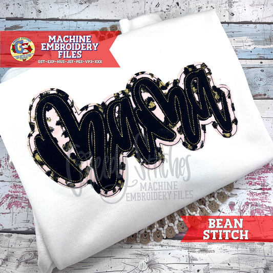 Mama Bean Stitch Double Applique Machine Embroidery Design