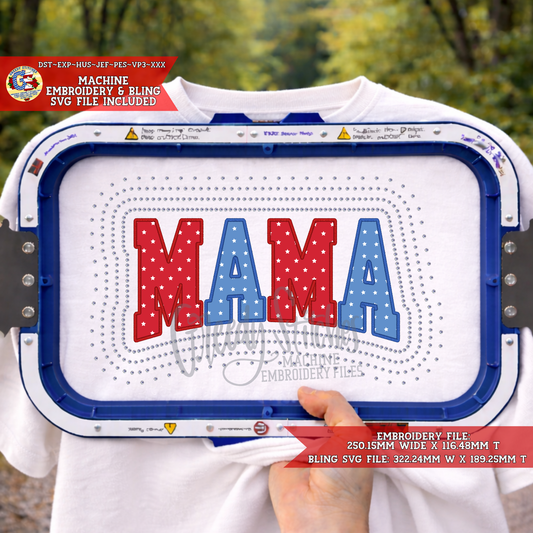 Mama Applique Machine Embroidery & Bling SVG Design