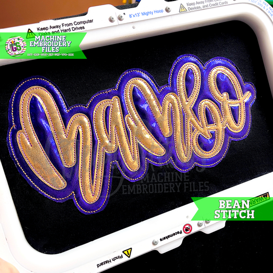 Mambo Bean Stitch Double Applique for Machine Embroidery - Mardi Gras Applique