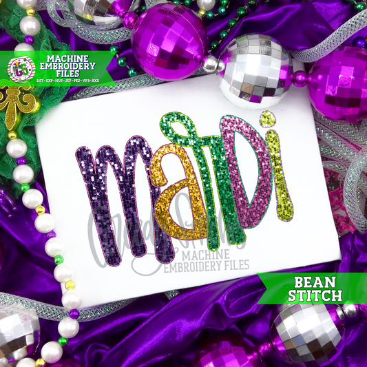 Mardi Bean Stitch Applique Machine Embroidery Design