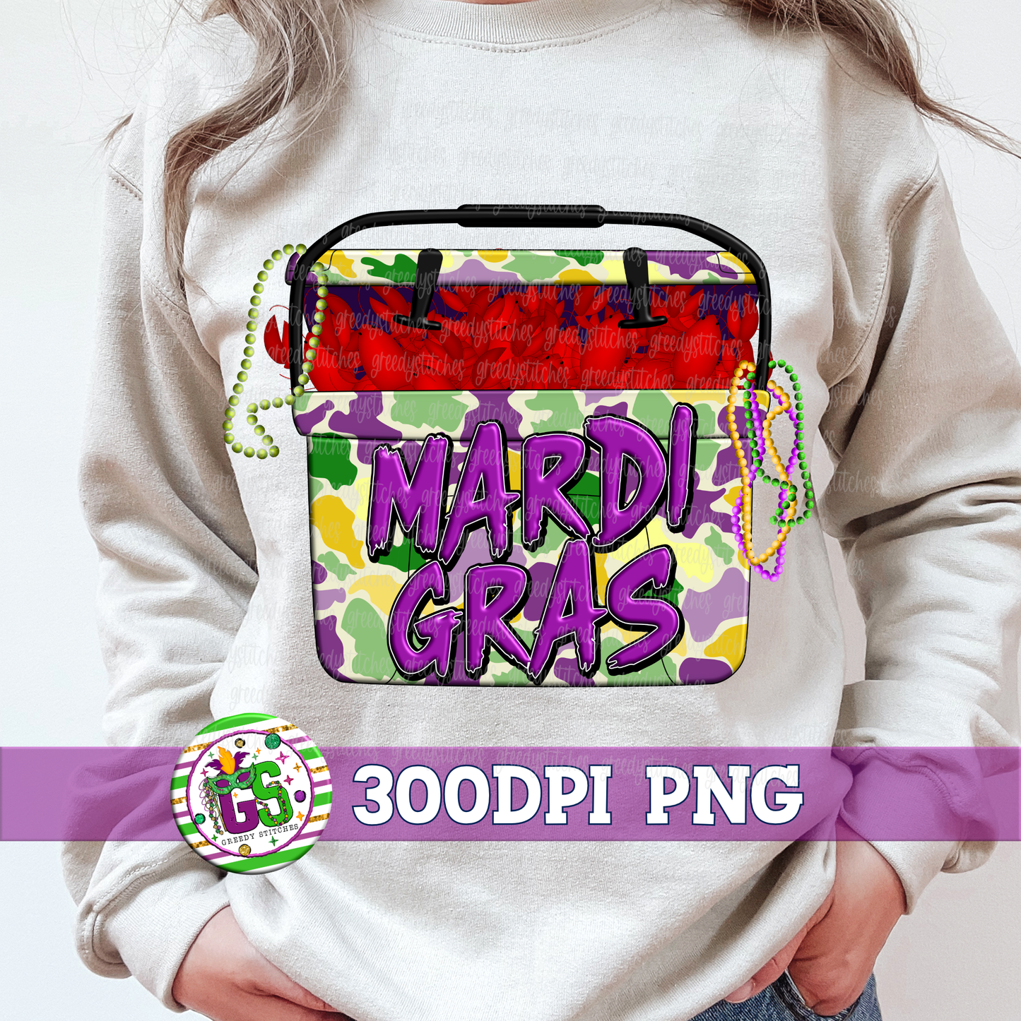 Mardi Gras Camo Ice Chest PNG - Mardi Gras