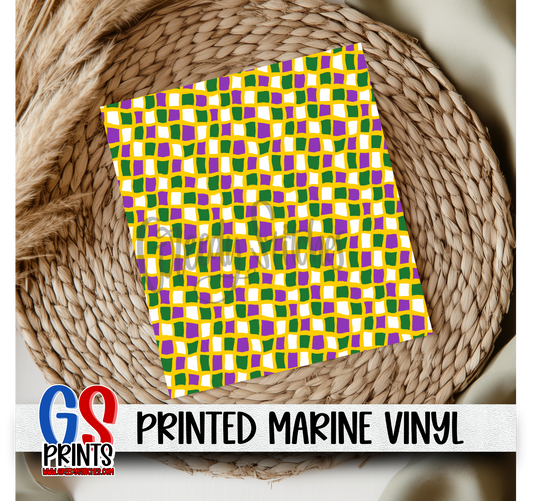 Abstract Checker Mardi Gras Marine Vinyl