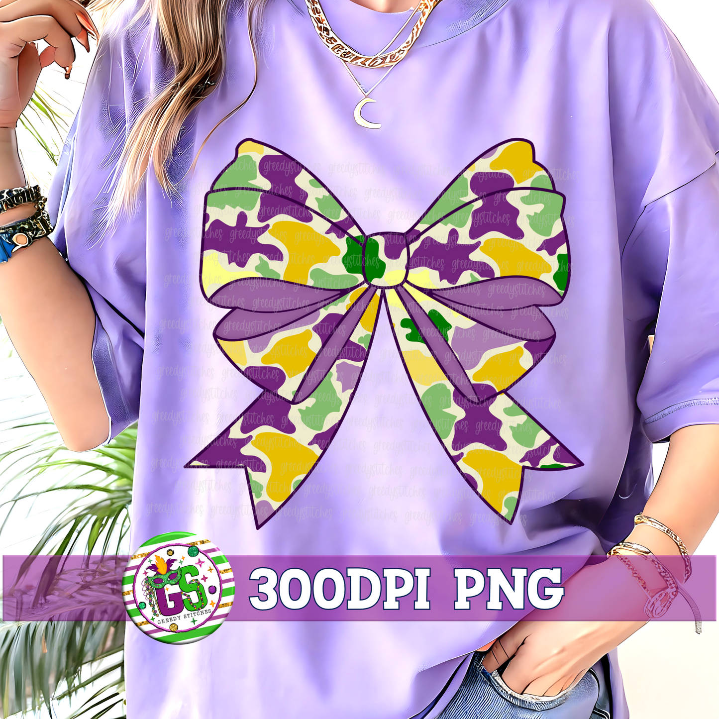 Duck Marsh Camo Mardi Gras Bow PNG
