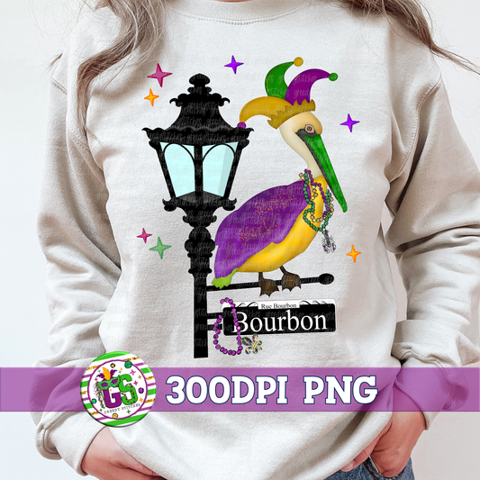 Mardi Gras Pelican Lamp Post PNG