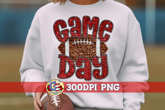 Maroon Game Day Football Faux Embroidery Sequins PNG