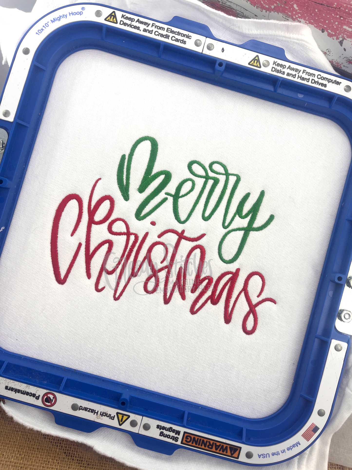 Hand Lettered Merry Christmas Machine Embroidery Design