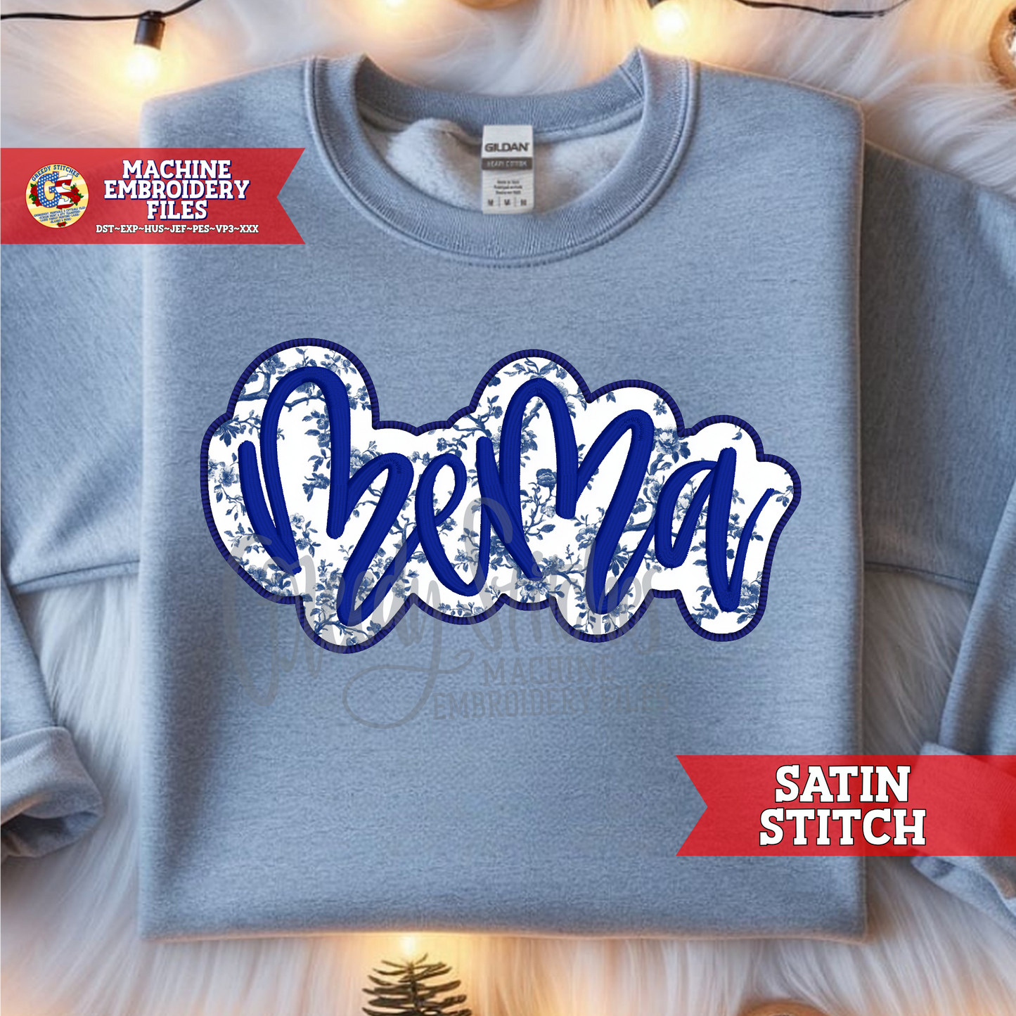Mema Satin Stitch Applique Machine Embroidery Design
