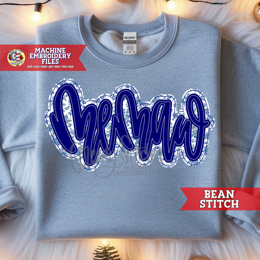 Memaw Bean Stitch Double Applique Machine Embroidery Design