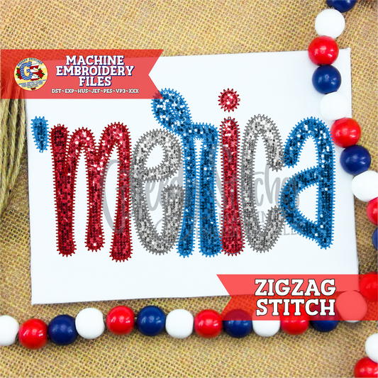 'merica Zigzag Stitch Applique Machine Embroidery Design