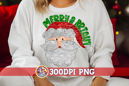 Merry & Bright Faux Sequin Embroidery PNG