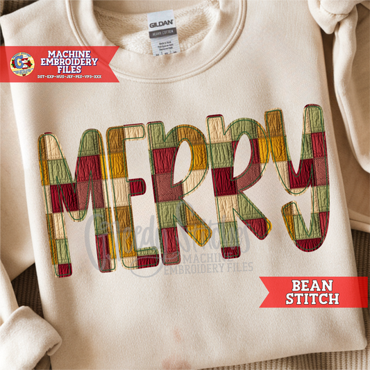 Merry Bean Stitch Applique Machine Embroidery Design