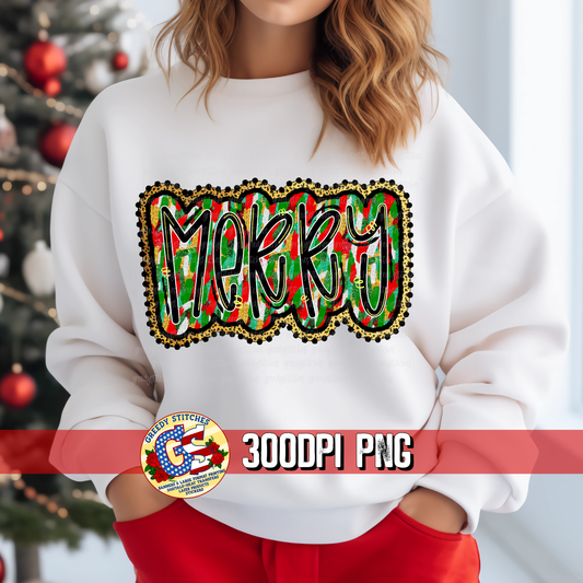 Merry Red Green Gold Foil Christmas PNG