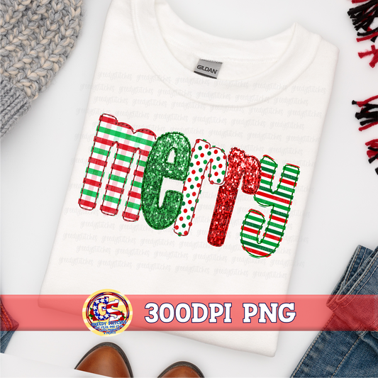 Merry Faux Embroidery PNG