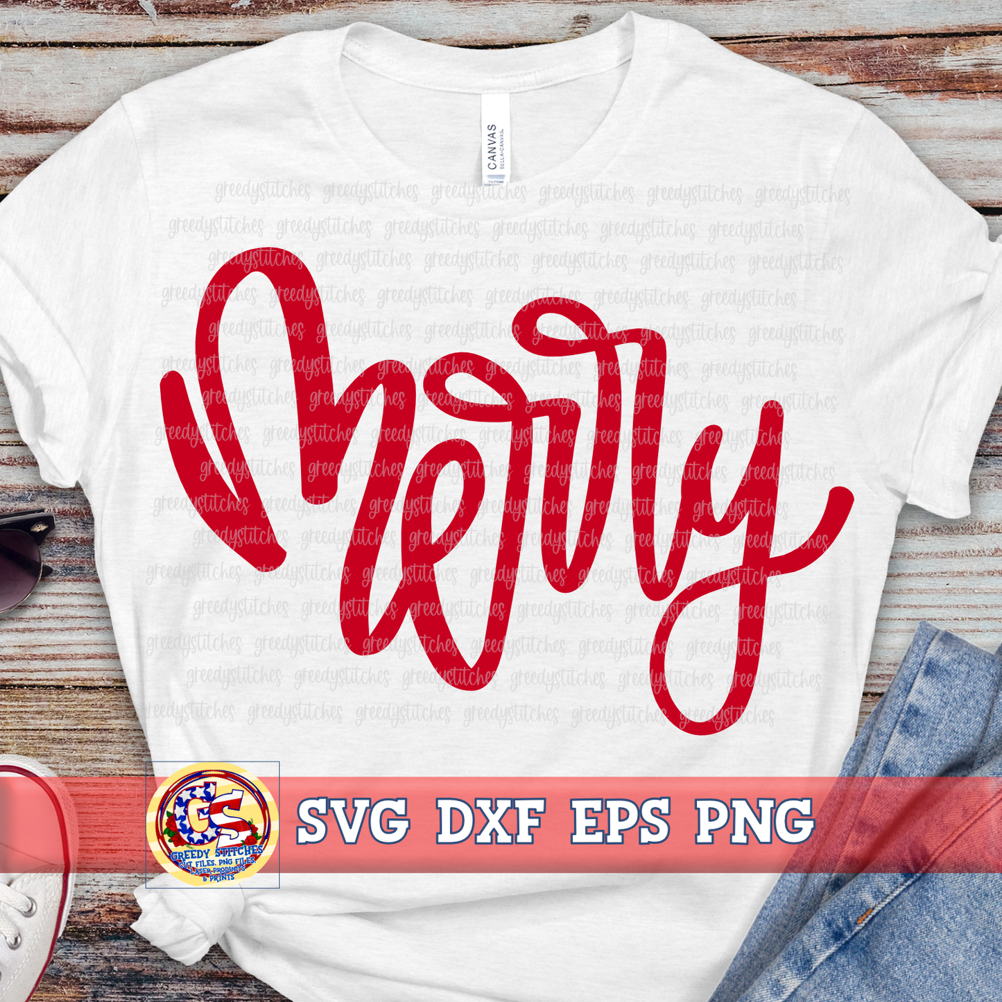 Merry SVG DXF EPS PNG - Hand Lettered Christmas