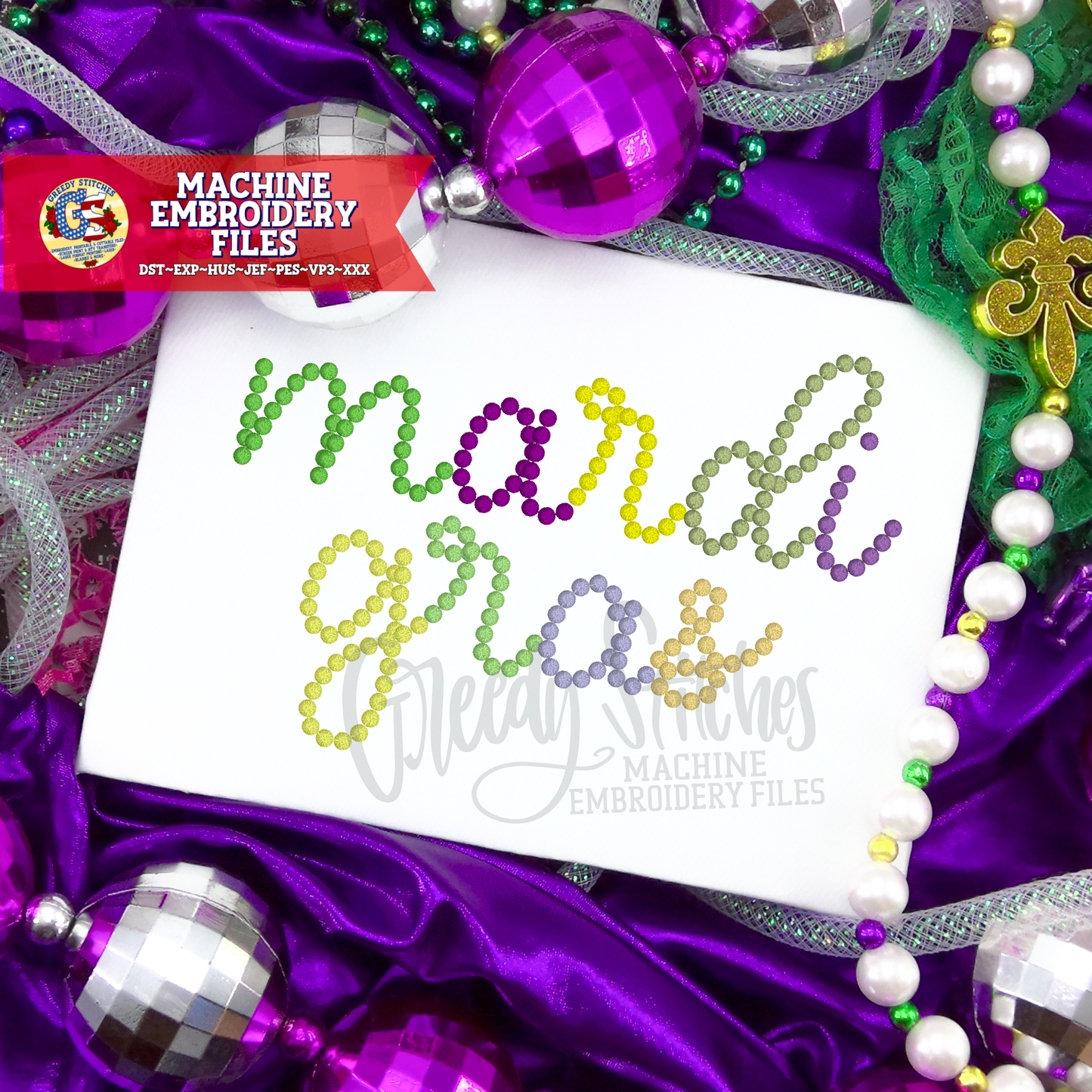 Mardi Gras Beads Machine Embroidery Design