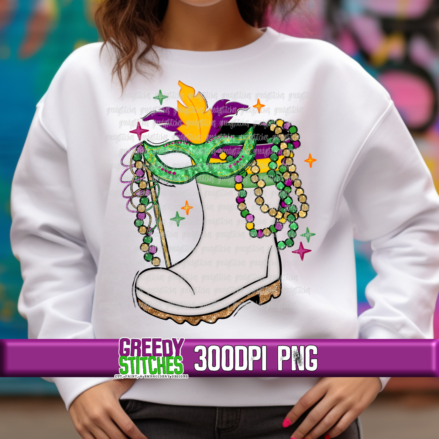 Mardi Gras Shrimp Boot PNG