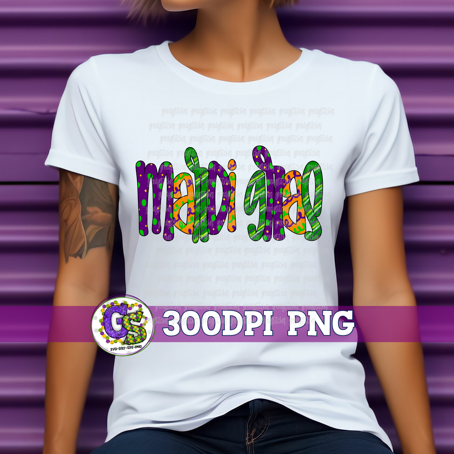 Mardi Gras Doodle PNG for Sublimation