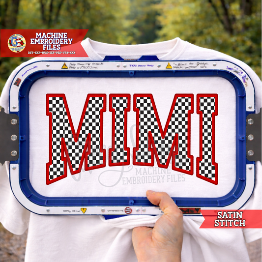 Mimi Arched Varsity Satin Stitch Applique Machine Embroidery Design
