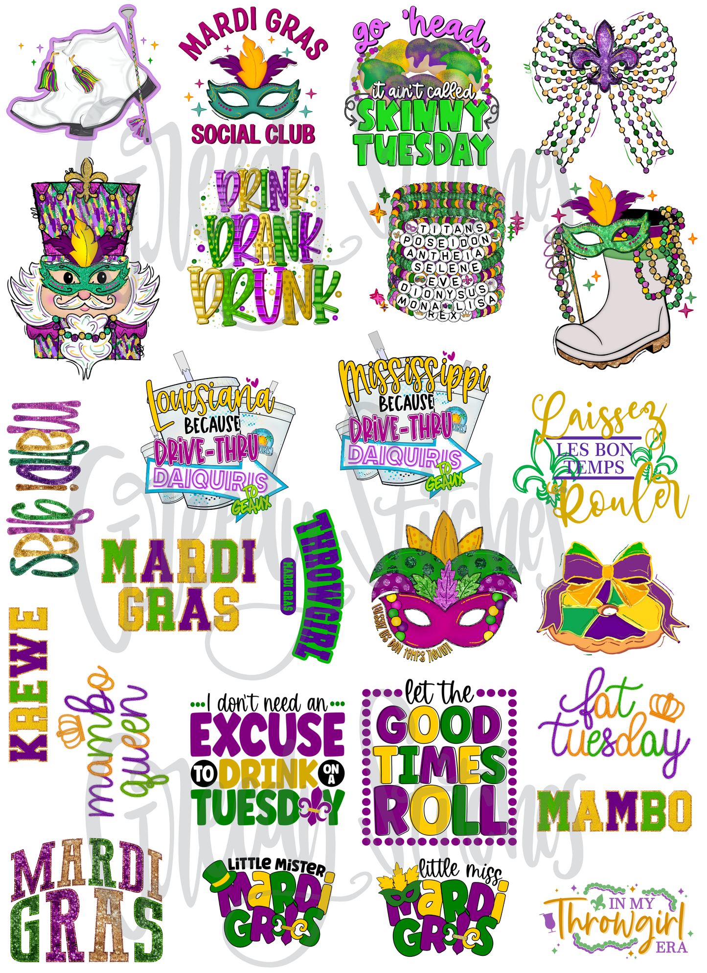 Mardi Gras Temporary Tattoos - Sheet 2