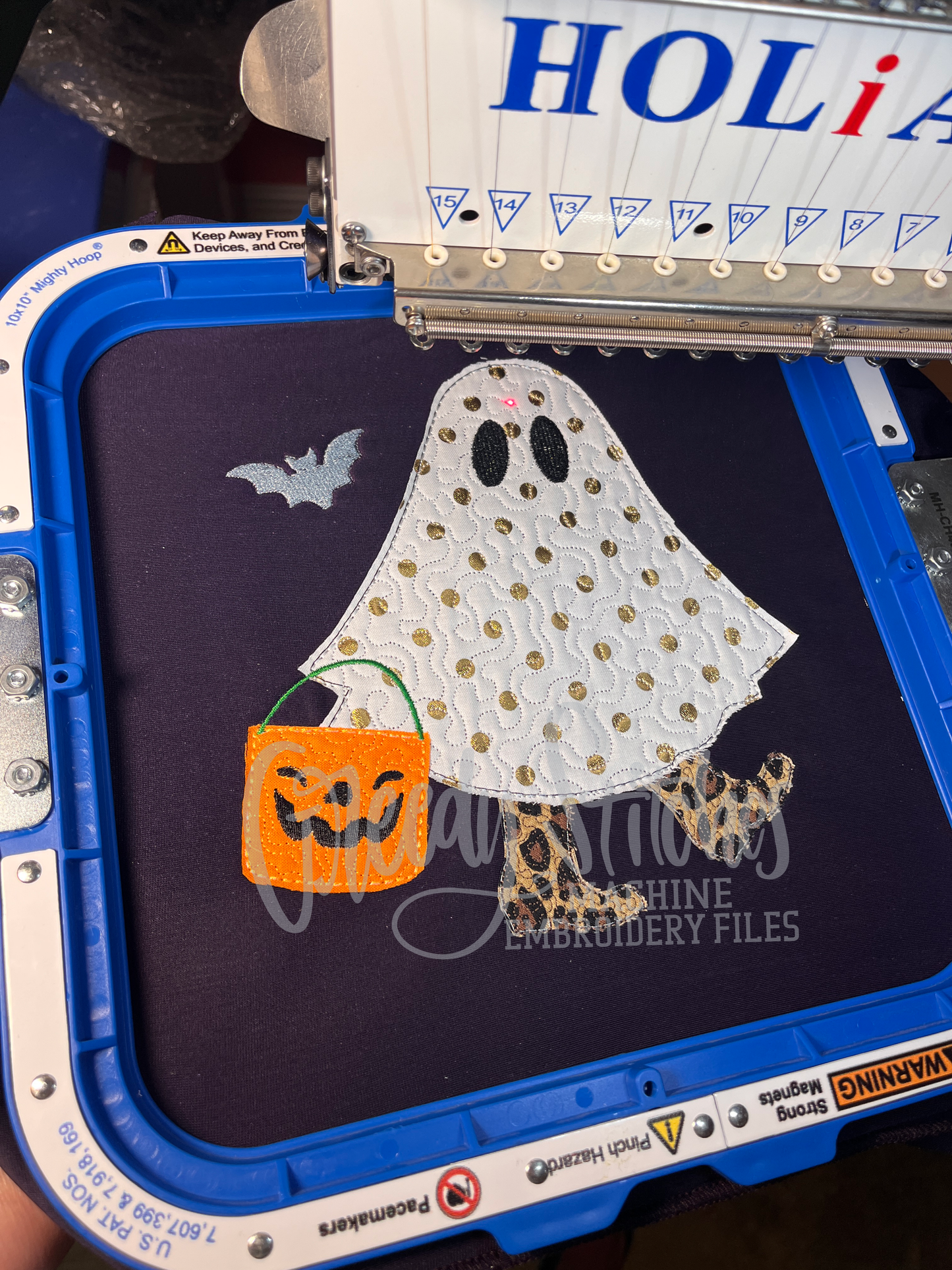 Western Ghost Applique Machine Embroidery Design - Trick or Treat Ghost