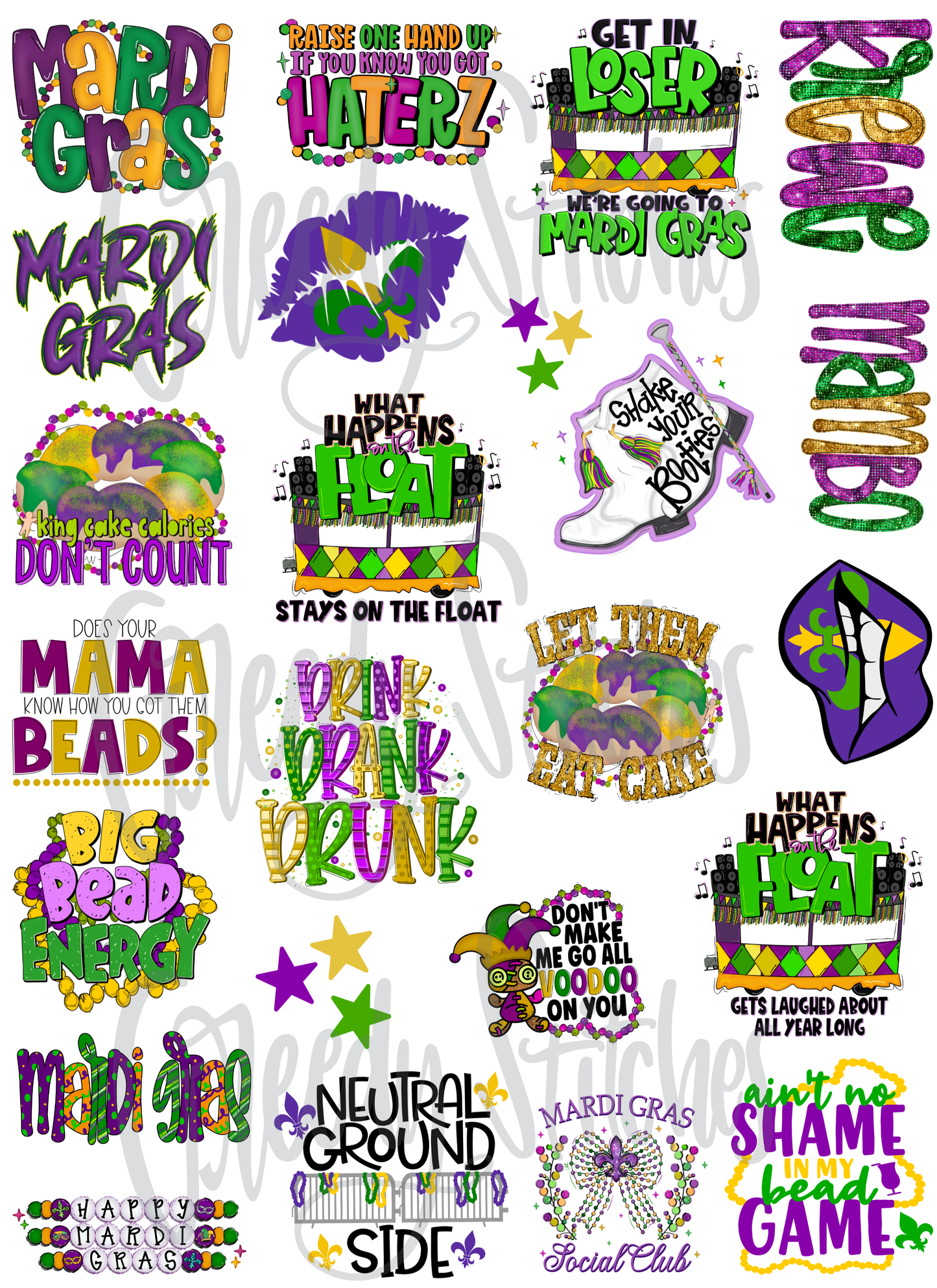 Mardi Gras Temporary Tattoos - Sheet 1