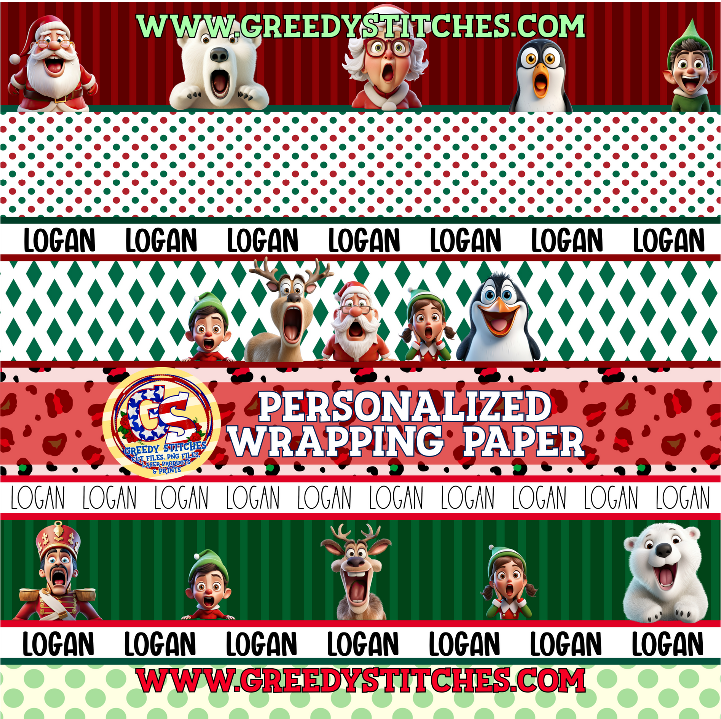 30" Funny Christmas Personalized Wrapping Paper