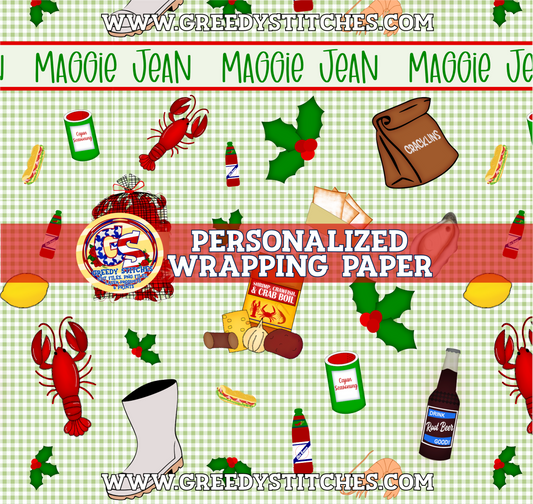 36" Cajun Christmas Personalized Wrapping Paper