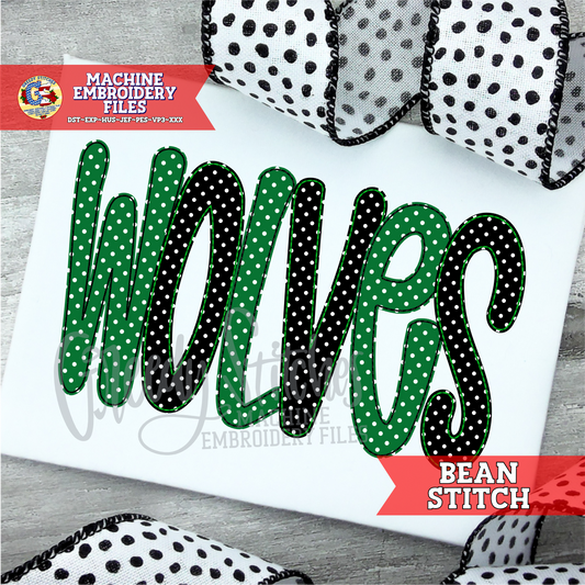 Wolves Bean Stitch Applique Machine Embroidery