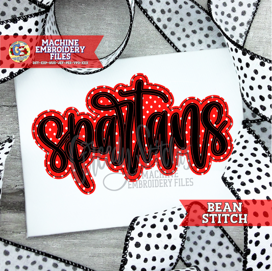 Spartans Double Applique Bean Stitch Applique Machine Embroidery Design
