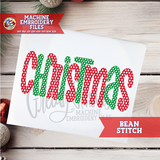 Christmas Bean Stitch Applique Machine Embroidery Design