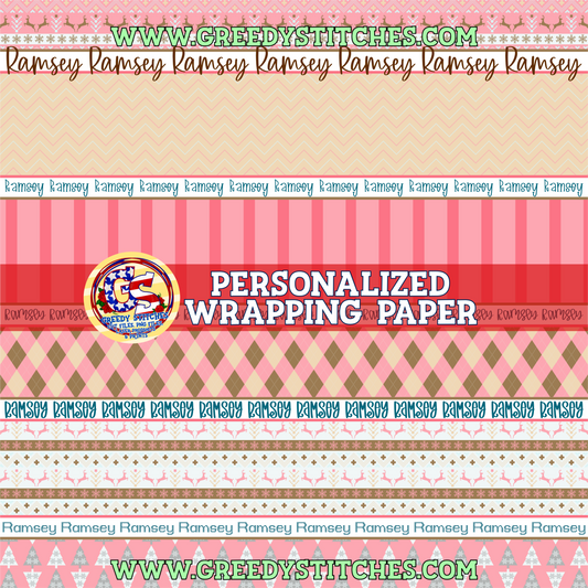 30" Pink Brown Sweater Wrapping Paper