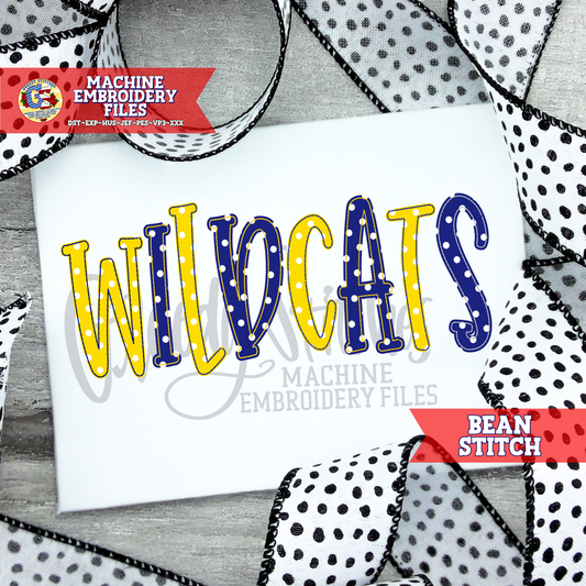 Wildcats Bean Stitch Applique Machine Embroidery