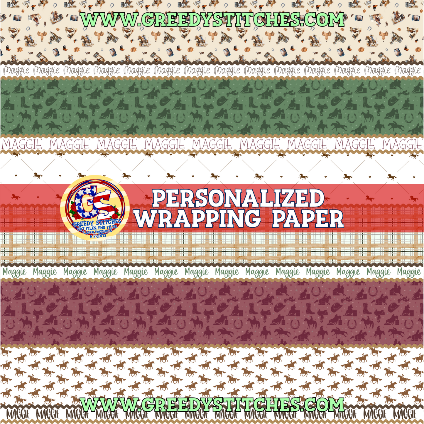 30" Barrel Racer Personalized Wrapping Paper