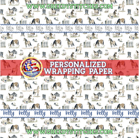 36" Cottage Horse Personalized Wrapping Paper
