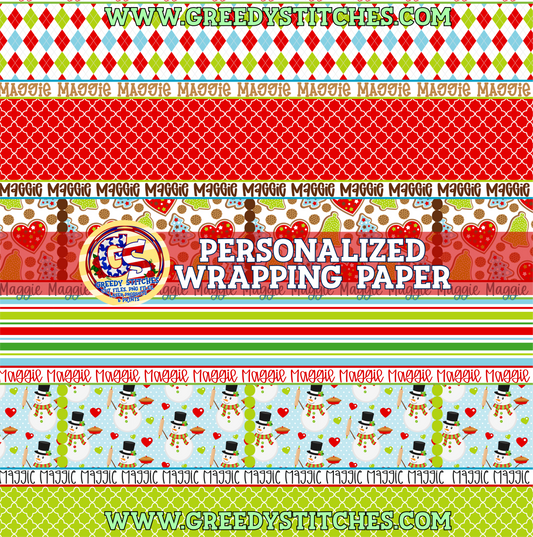 36" Baking Snowman Cookies Wrapping Paper