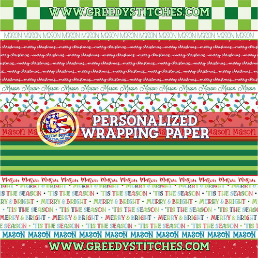 36" Merry & Bright Check LIghts Wrapping Paper