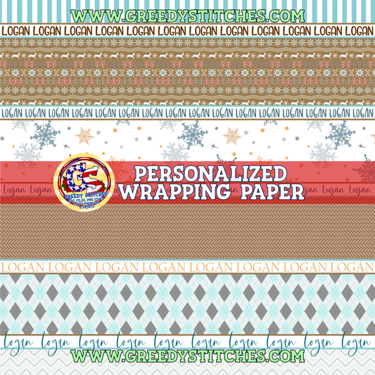 36" Brown Blue Sweater Wrapping Paper