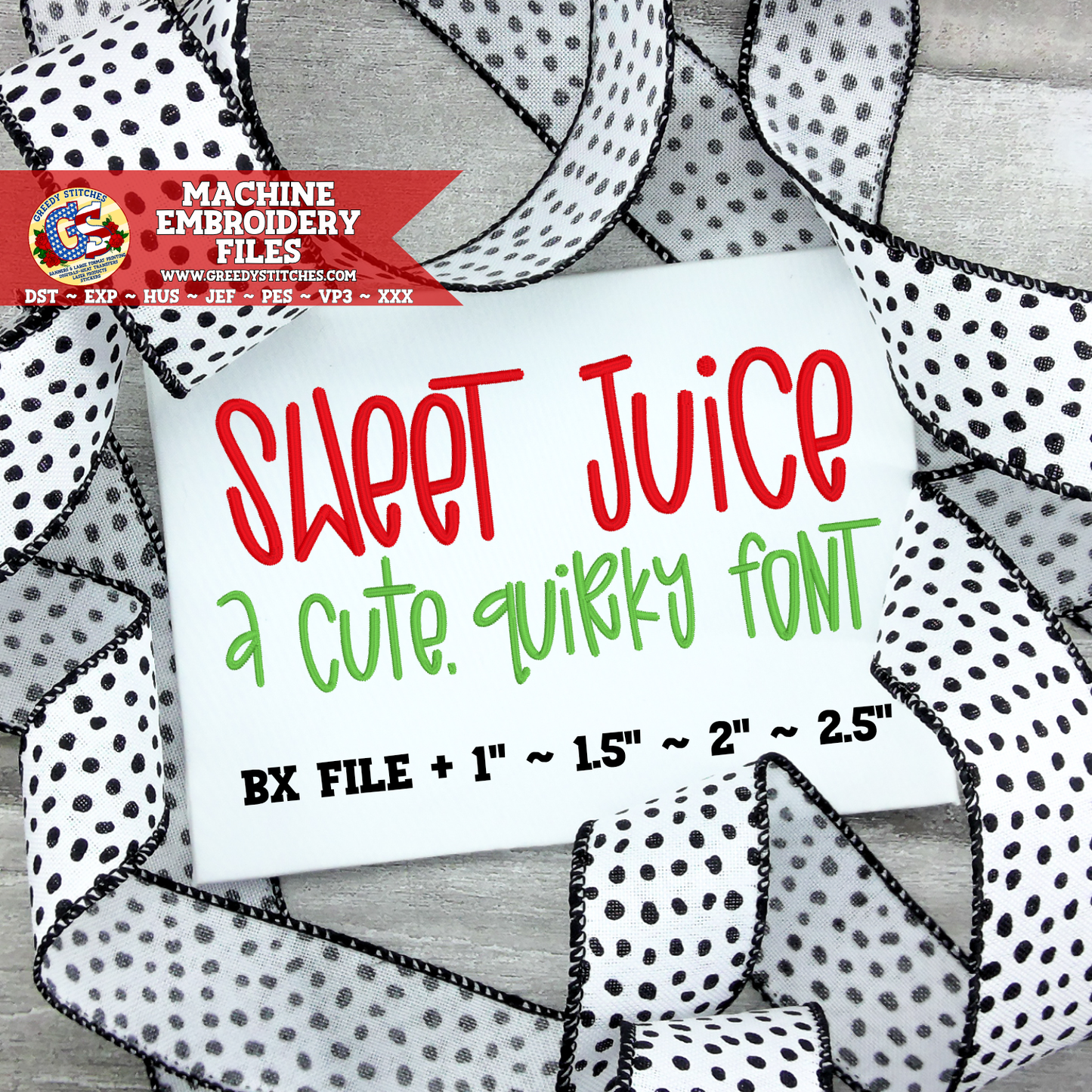 Sweet Juice Embroidery Font - 4 Sizes