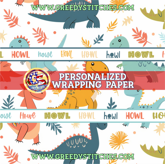 30" Dinosaur Personalized Wrapping Paper