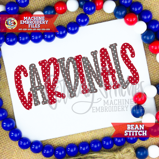 Cardinals Bean Stitch Applique Machine Embroidery