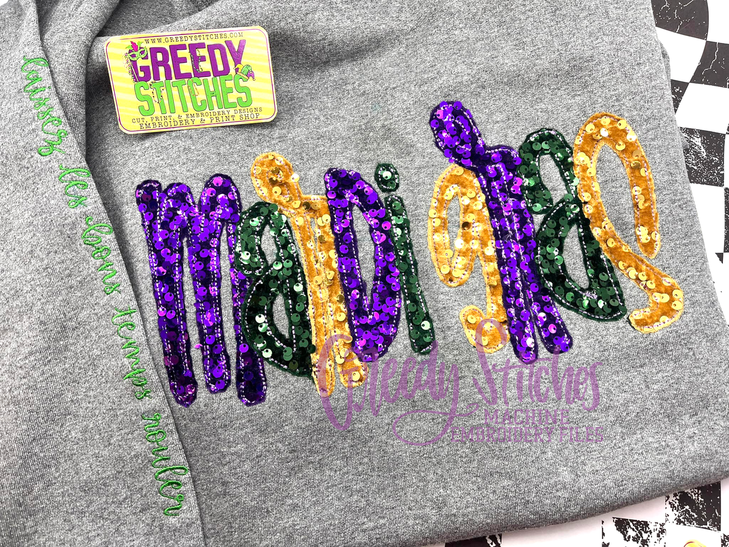 Sequin Mardi Gras Crewneck Sweatshirt - Adult Sizes