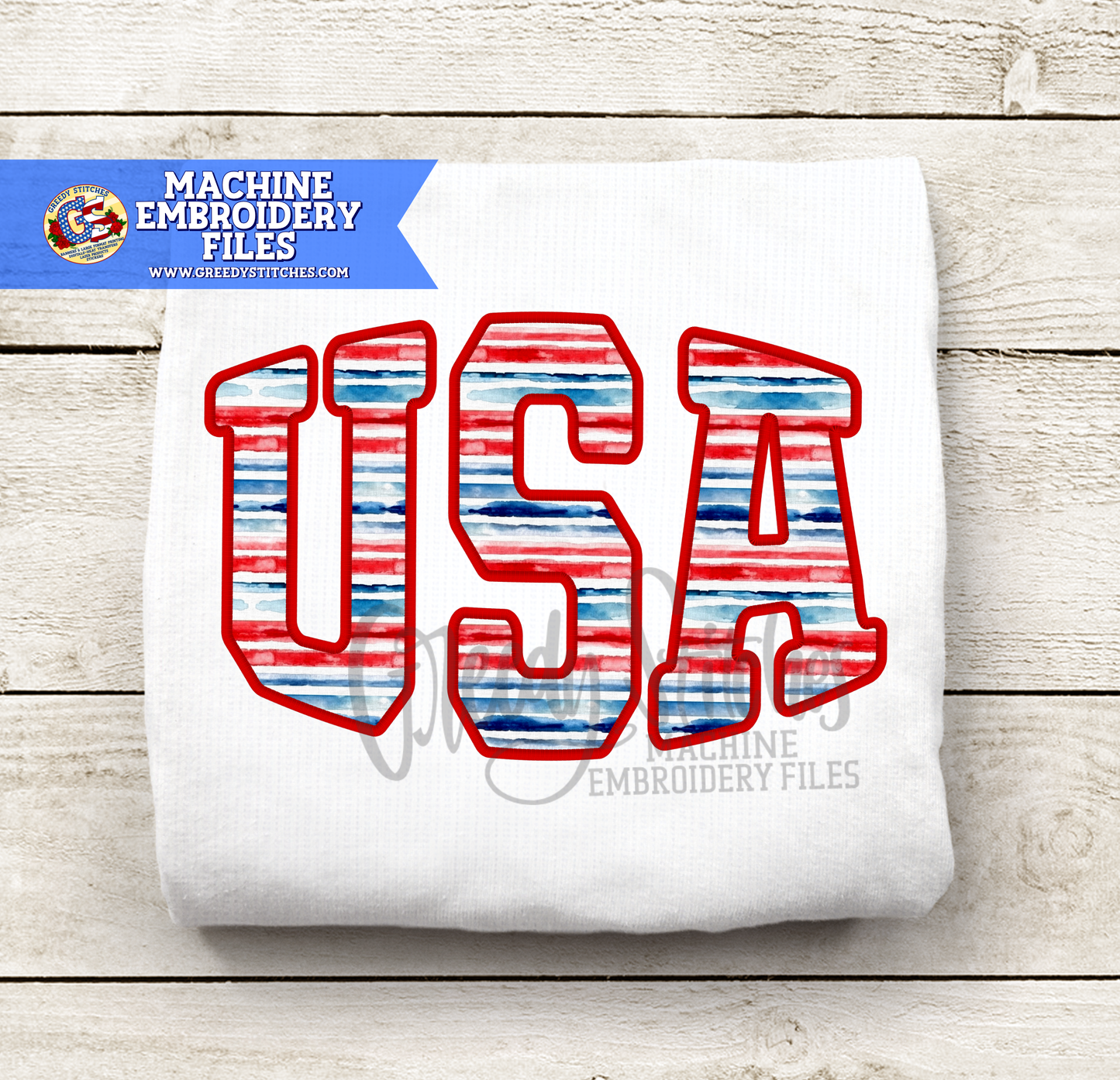 USA Inflated Machine Embroidery Design