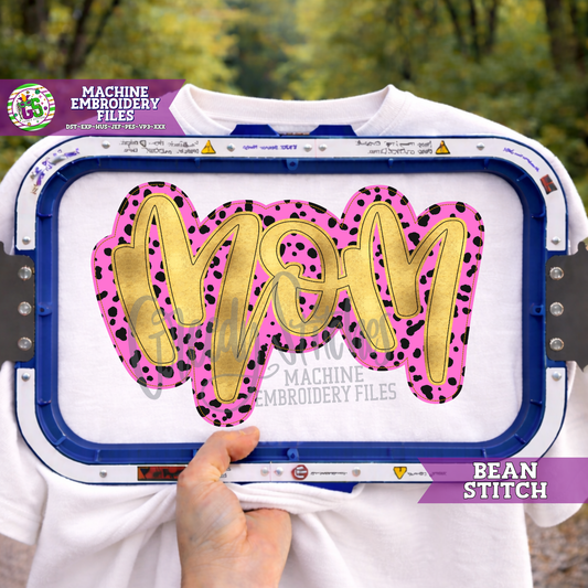 Mom Bean Stitch Double Applique Machine Embroidery Design