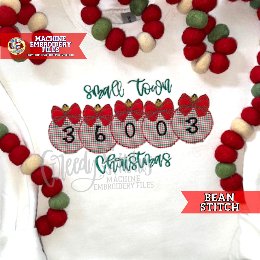 Small Town Christmas Zip Code Ornaments Machine Embroidery Design
