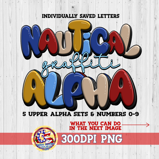 Nautical Graffiti Alpha PNG - 5 All Upper Alphas