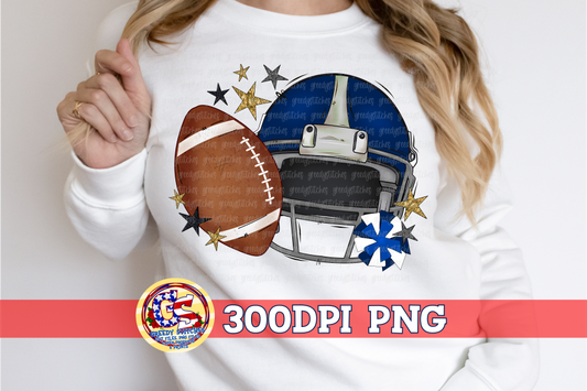 Navy Blue Football Helmet with Stars PNG for Sublimation