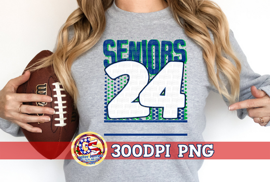 Seniors 24 Navy Green PNG for Sublimation
