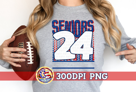 Seniors 24 Navy Red PNG for Sublimation