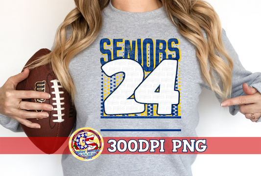 Seniors 24 Navy Yellow PNG for Sublimation